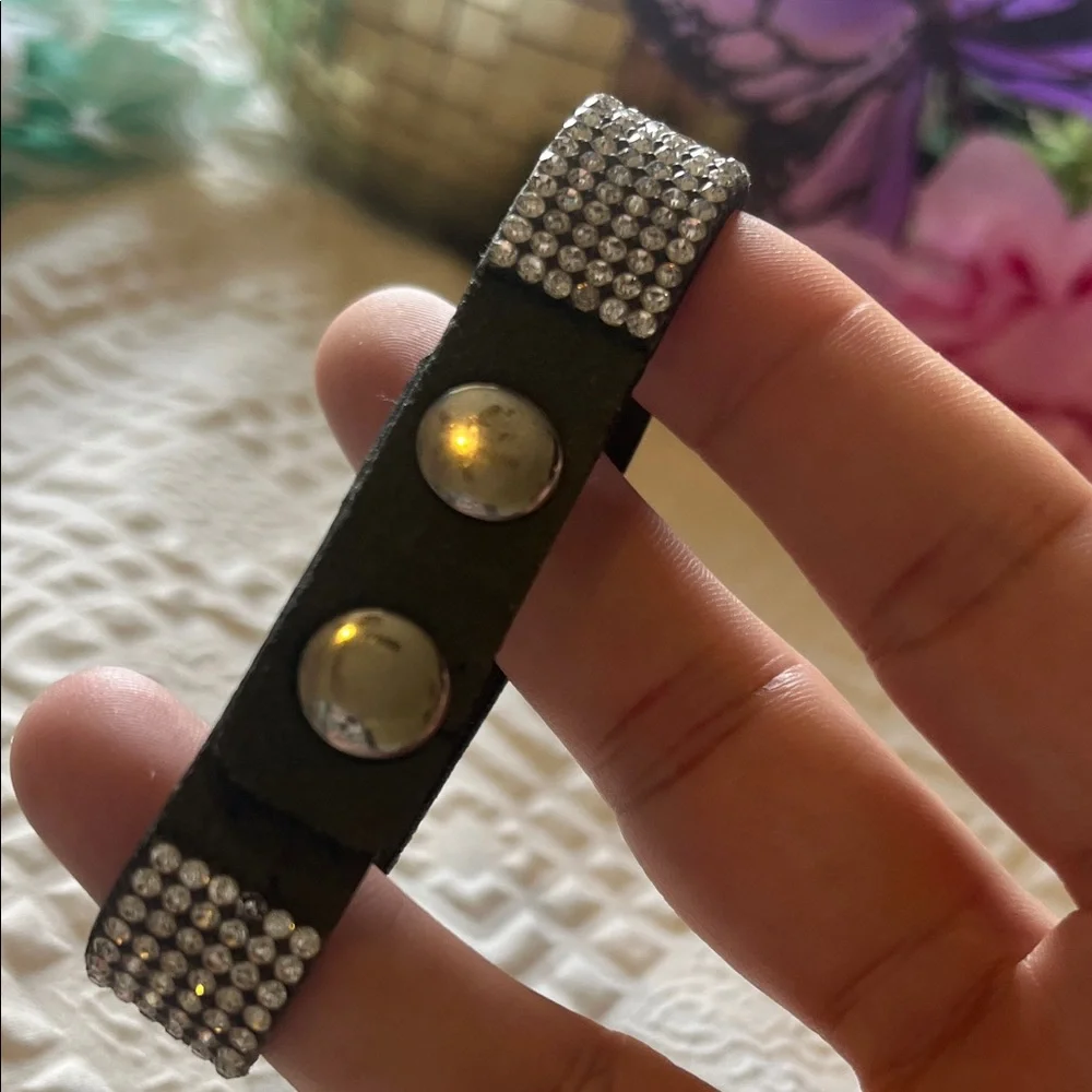 Rhinestone Leather Strap Bracelets